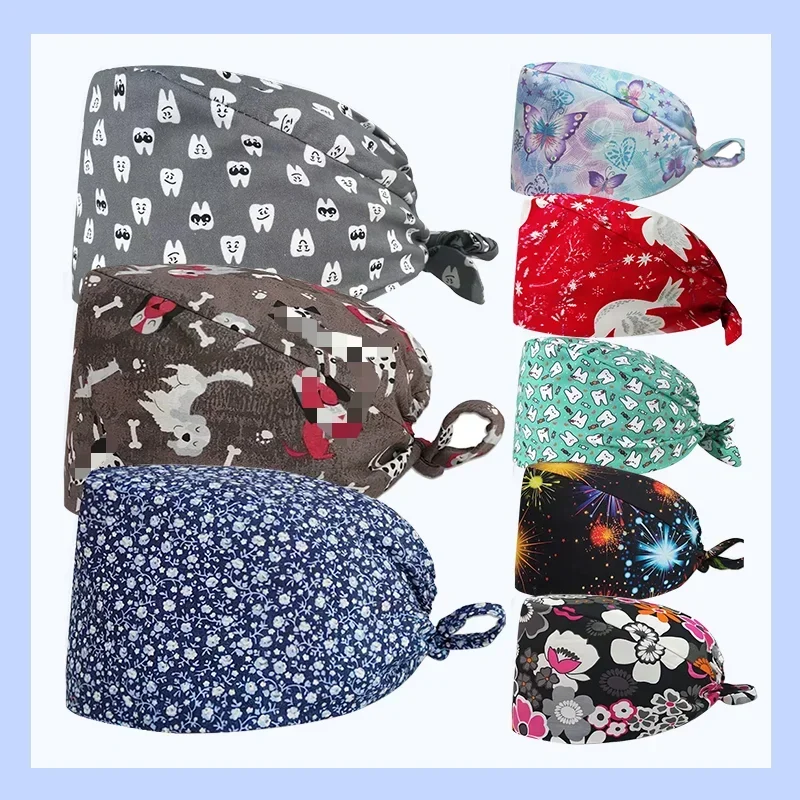 Hair Care Hospital - Bonnet chirurgical imprimé en coton avec